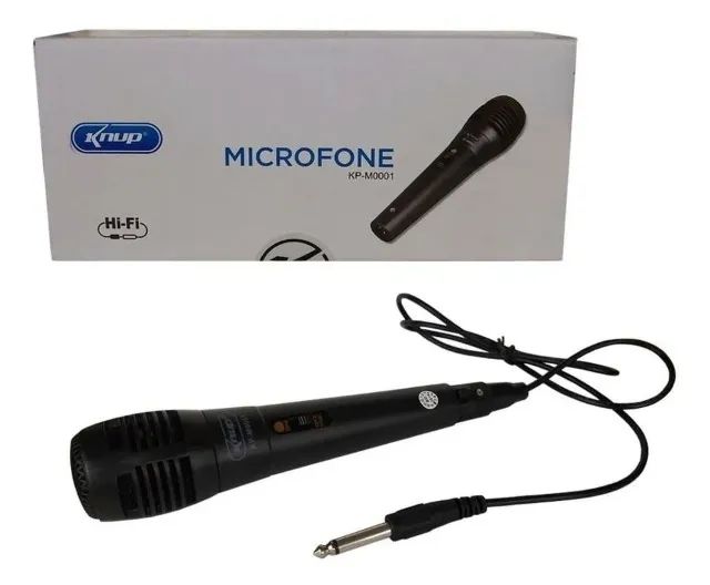 Microfone Dinâmico Cabo 1m Caixa De Som Karaokê P10 - Foto 3