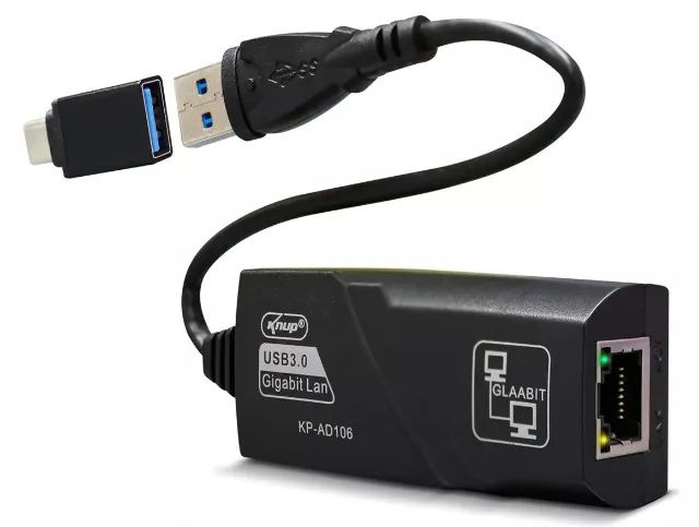 Cabo Adaptador De Rede Usb-C Type X Rj45 10/100/1000mbps Gigabit KP-AD103
