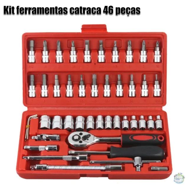 Kit 46 Chave Catraca Jogo De Soquetes Allen Torx Ferramentas