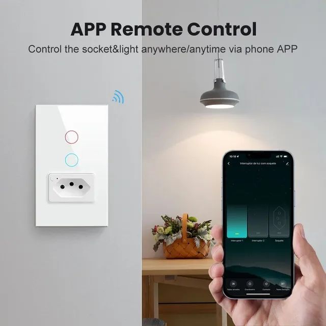 Interrupção Wifi Tuya Lampada + Tomada, Compatível com Alexa - Foto 2
