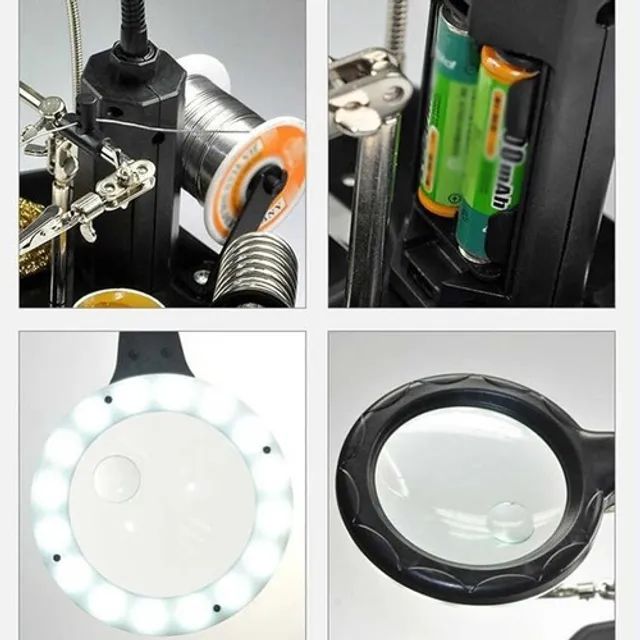 Lupa de mesa 6 em 1 2,5x6d 4x12d knup kp-aa021 modelo dourada e preto - Foto 4