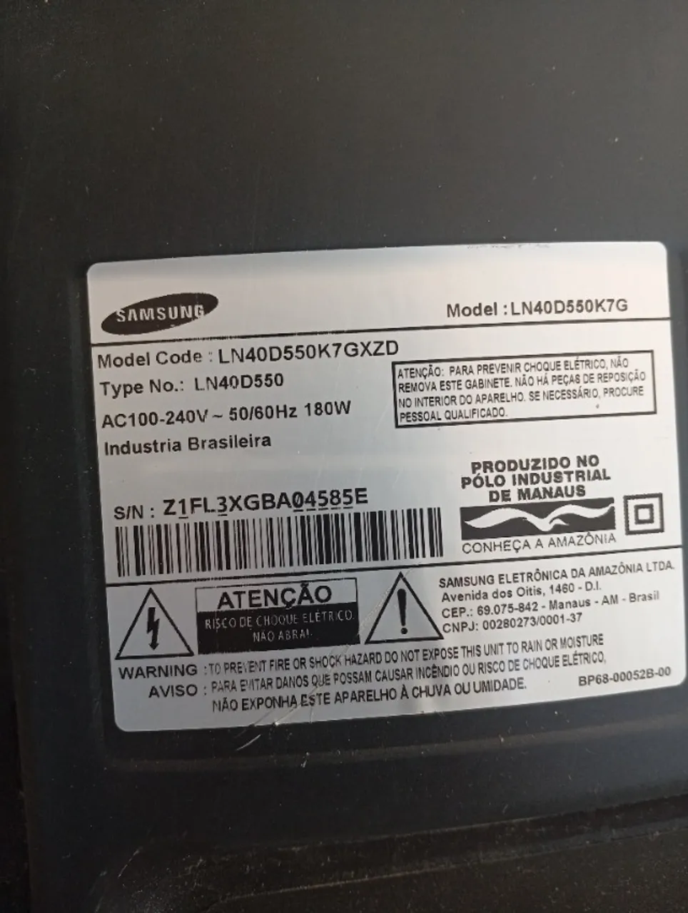Tv Samsung retirar peças
