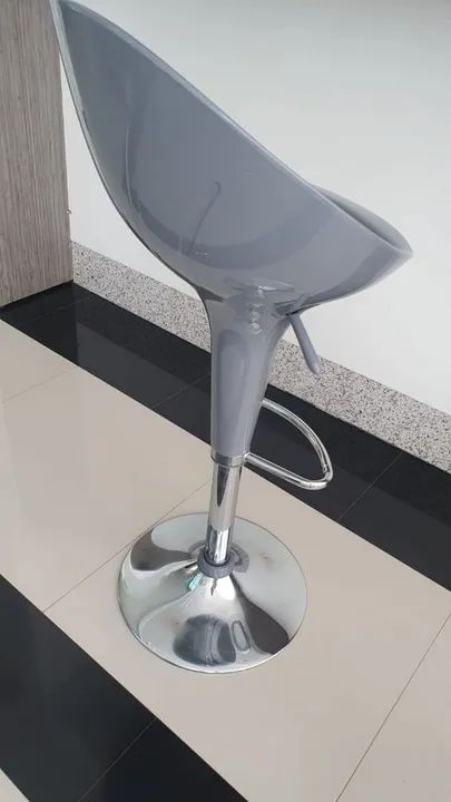 Banqueta Giratória Moderna Cinza - Foto 2