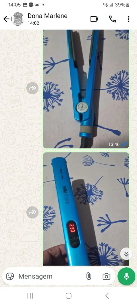 Prancha de Cabelo Azul