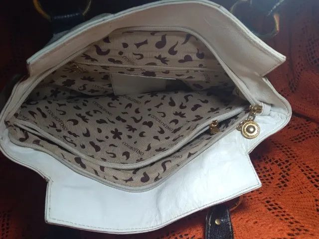 Bolsa  de  couro  couro  fino  bege - Foto 6