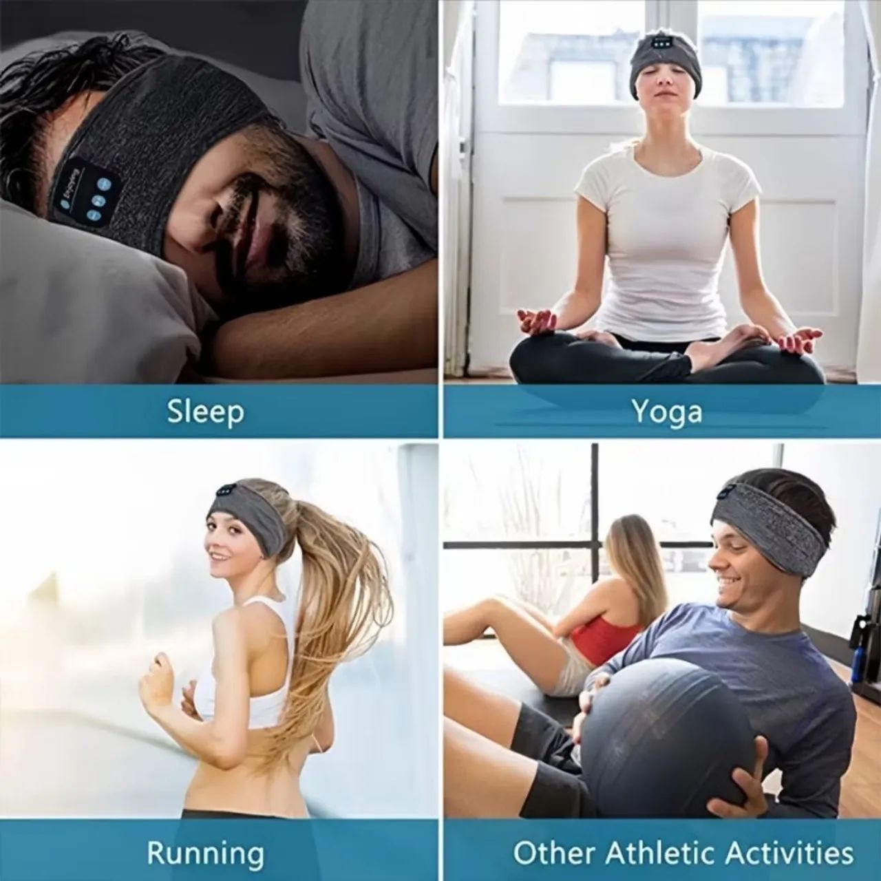 Fone de ouvido Bluetooth com bandana cor preta para sono e várias atividades.