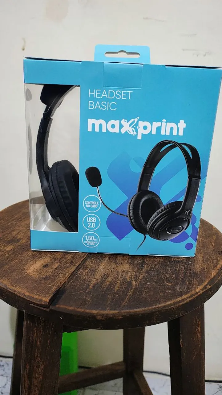 Fone de ouvido com microfone Headset Basic Maxprint USB 2.0