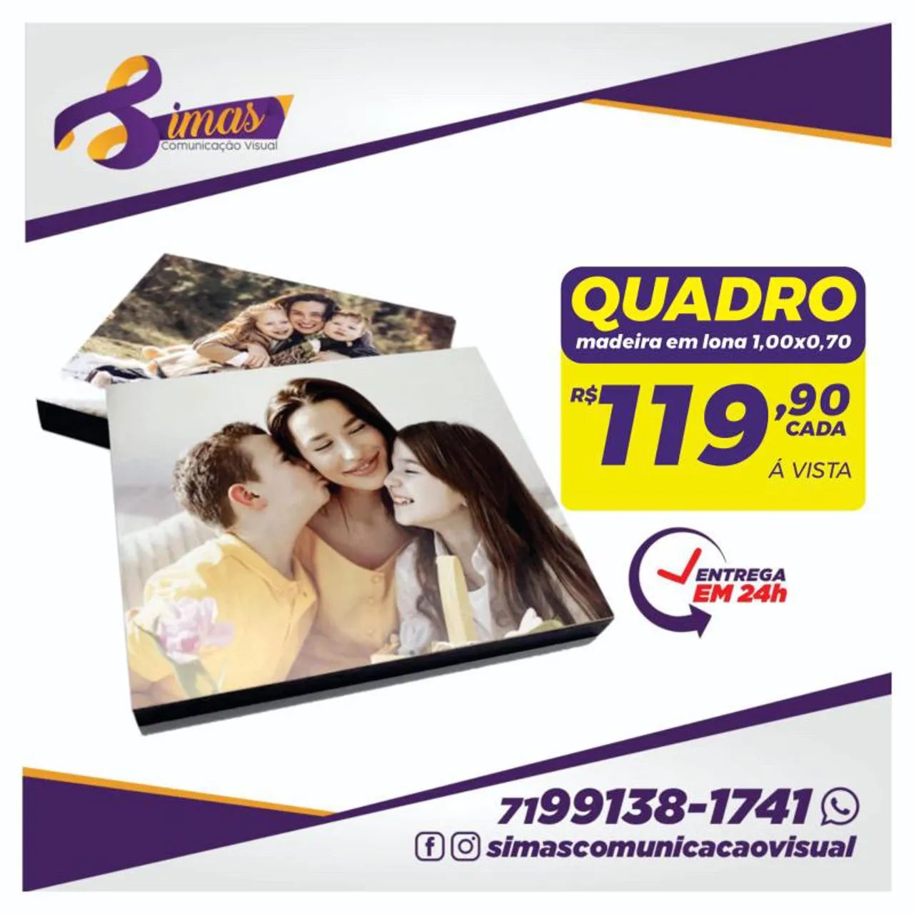 Quadro Personalizado em Madeira e Lona