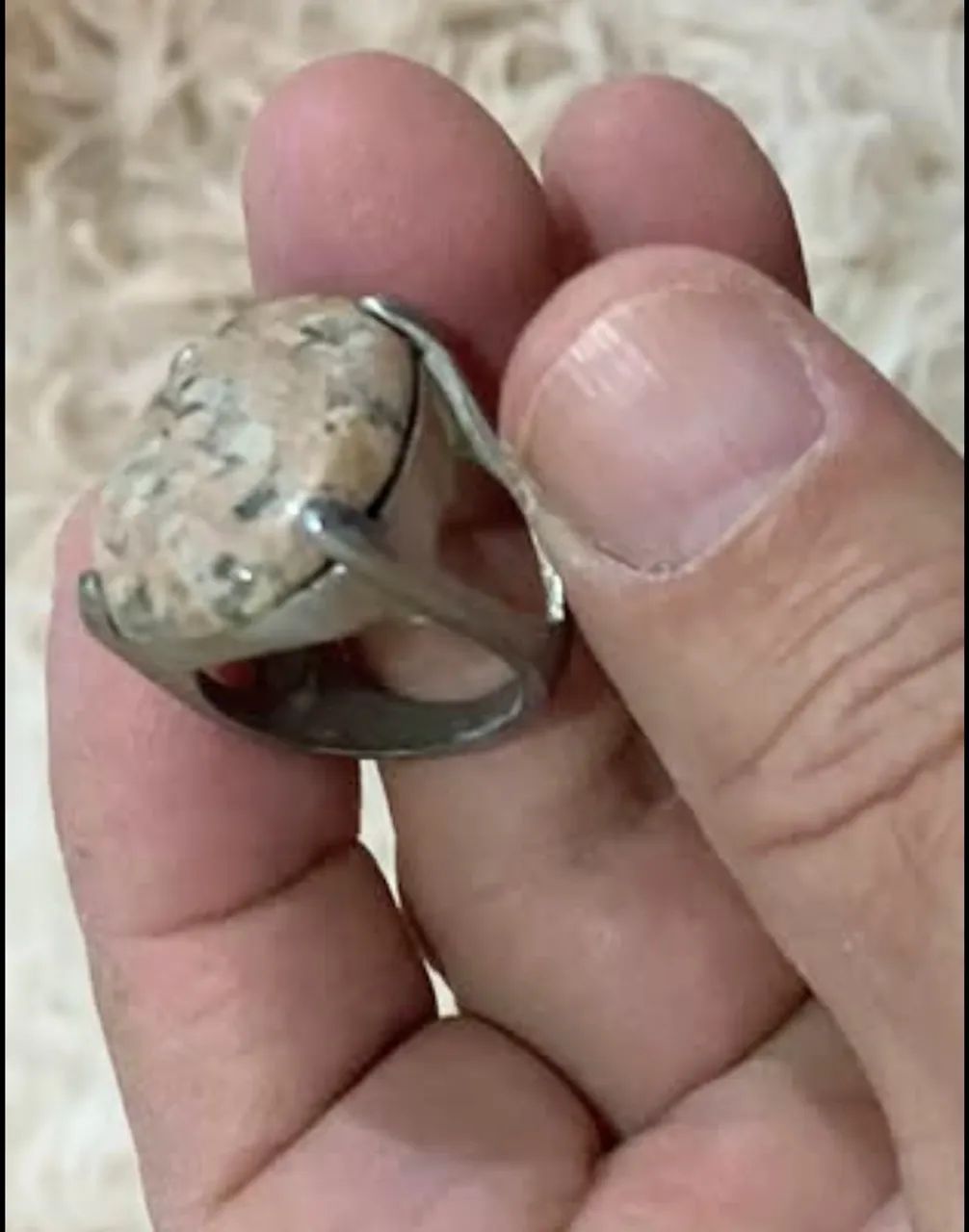Vende-se Anel aro 18 com pedra natural Jaspe Marrom malhado. R$ 20,00 - Foto 2