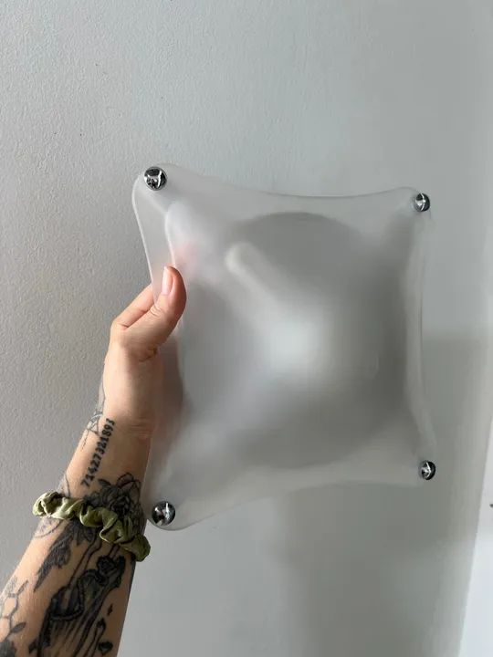 Plafon De Teto Quadrado Vidro Curvo Jateado em vidro fosco luminária  - Foto 3