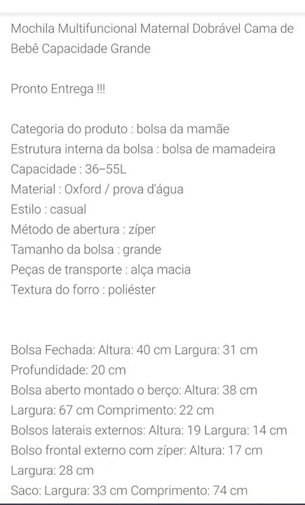 Mochila bolsa maternidade térmica impermeável vira berço  - Foto 2