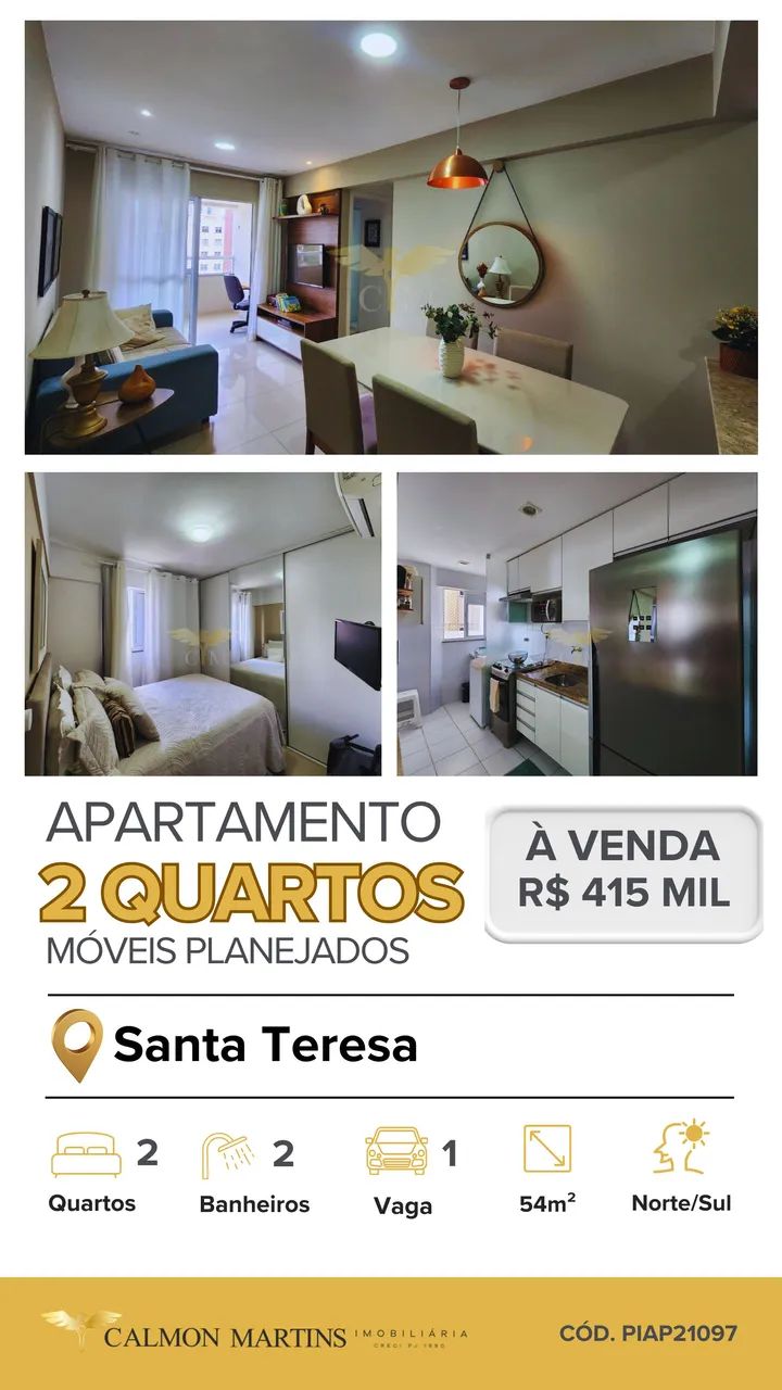 APARTAMENTO 2 QUARTOS (1 SUÍTE), 54M², EM SANTA TERESA