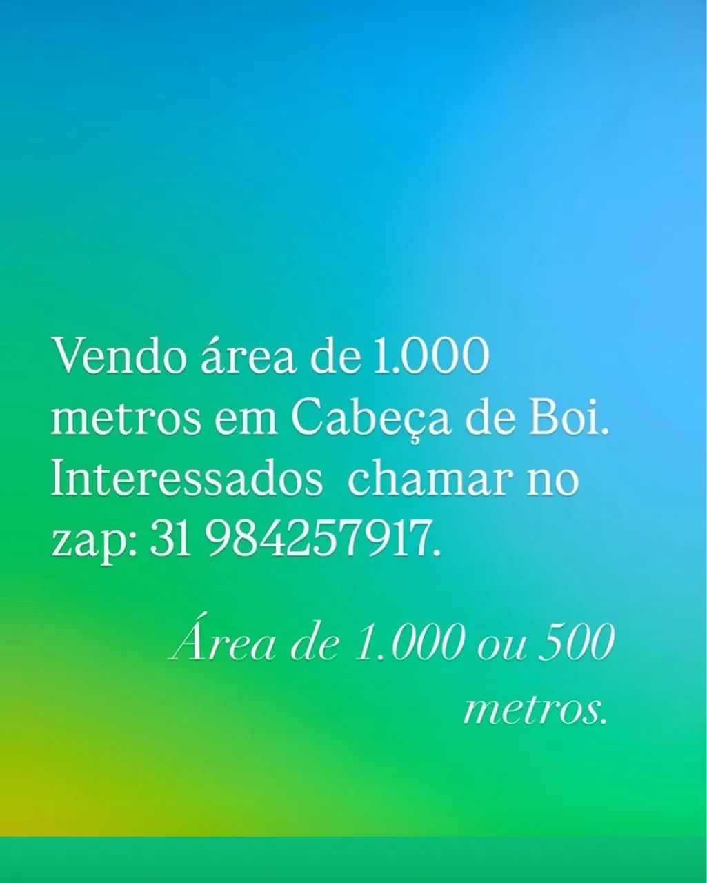 Vendo terreno de 500m ou 1.000m 