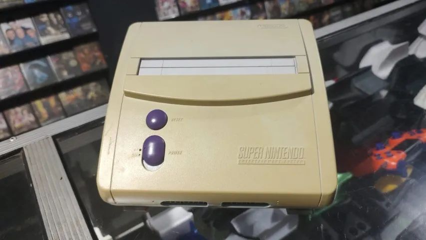 SUPER NINTENDO BABY ORIGINAL GRADIENTE L1 MOD AV LED VERM COM 2 CONTROLES 2 JOGOS E CABOS