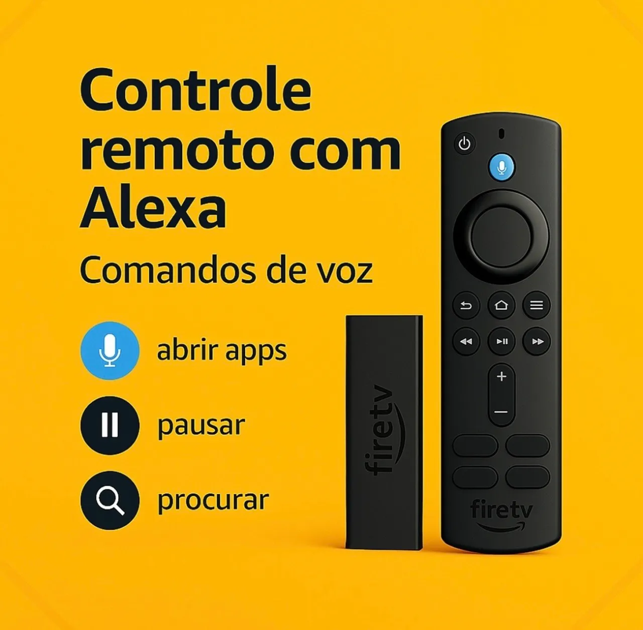 Fire TV Stick com controle remoto por voz Alexa