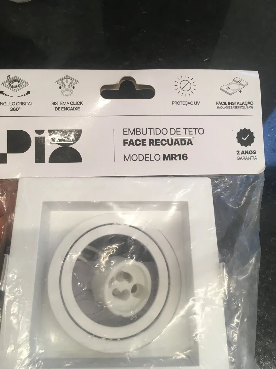 Spot Embutir Recuado Quadrado Dicroica Mr16 Branco - Foto 2