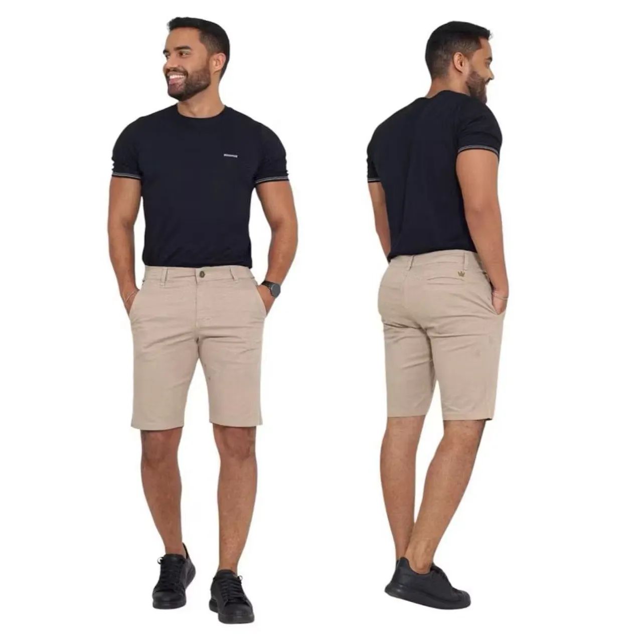 Bermuda Chino Masculina Bege - Conforto e Estilo - Foto 3
