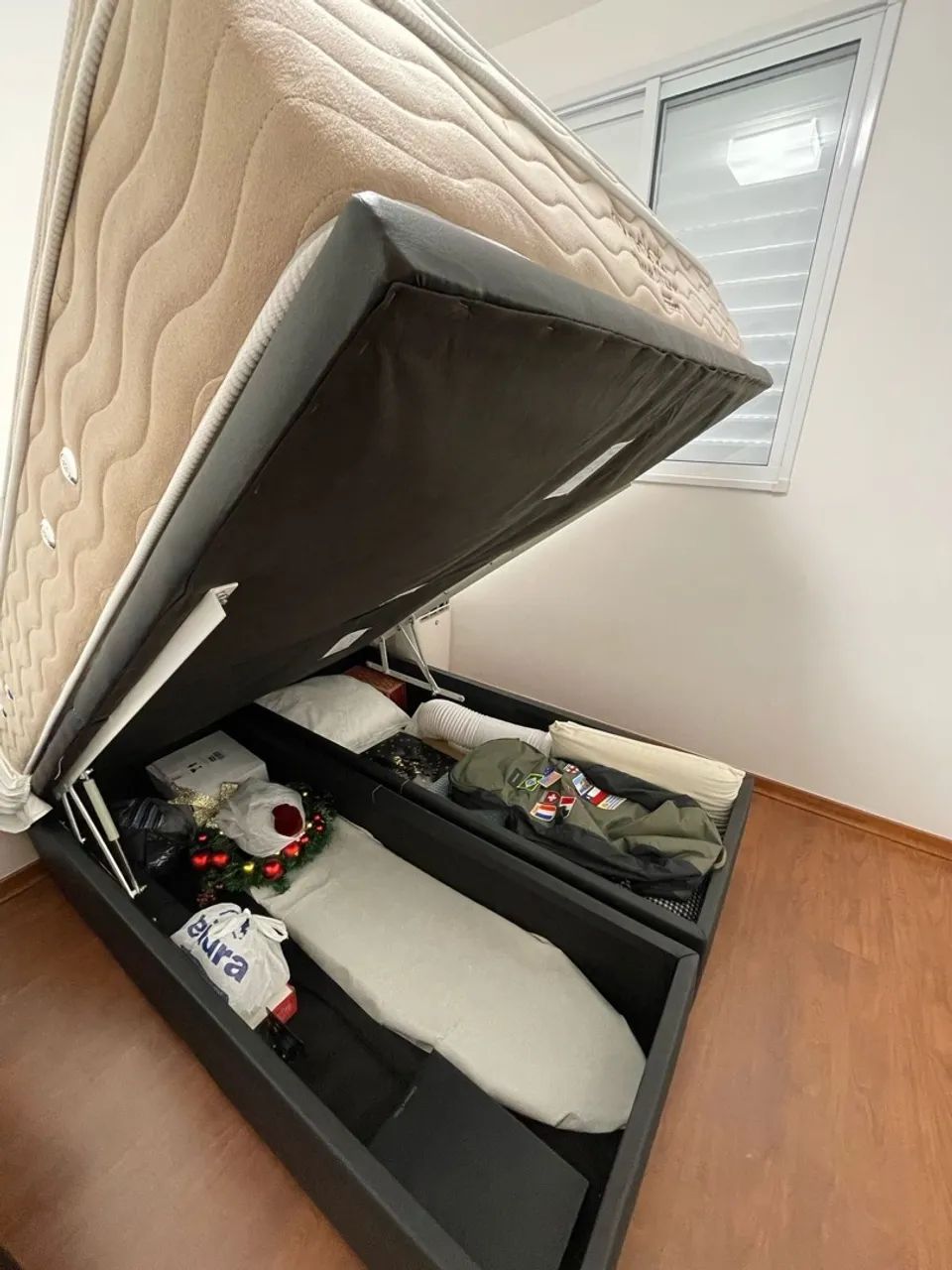 Conjunto Ortobom Casal - Colchão Pocket Duo Visco + Cama Box Baú Skin Black - Foto 5