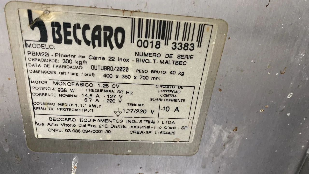 Vendo Moedor/picador de carne profissional BECCARO 22  - Foto 2