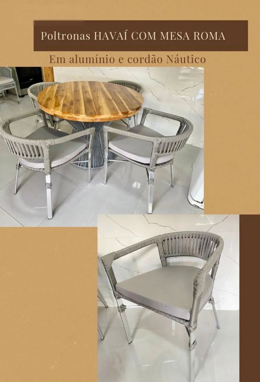 Conjunto de Mesa Roma com Poltronas Havaí