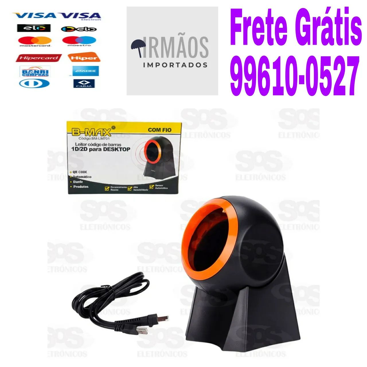 Leitor De Código De Barras Com Fio B-Max BM-LM701