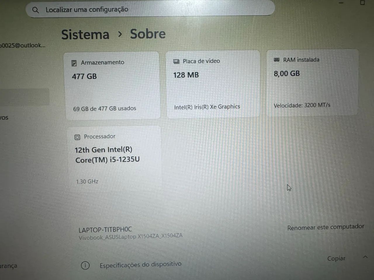 Notebook ASSUS - Intel core i5 