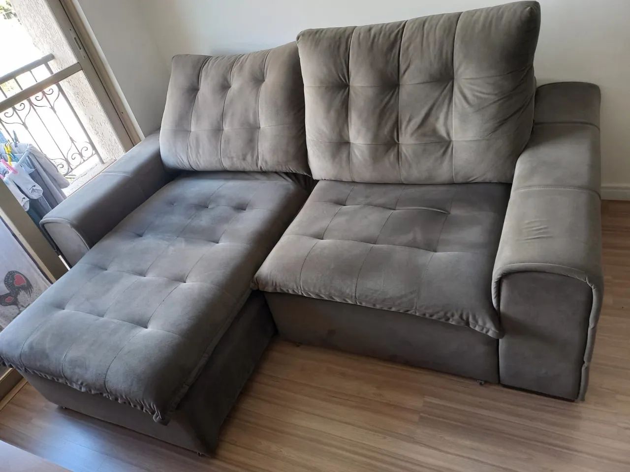 Sofá Suede 2 Lugares Reclinável Retrátil Com Molas Ensacadas - Foto 3