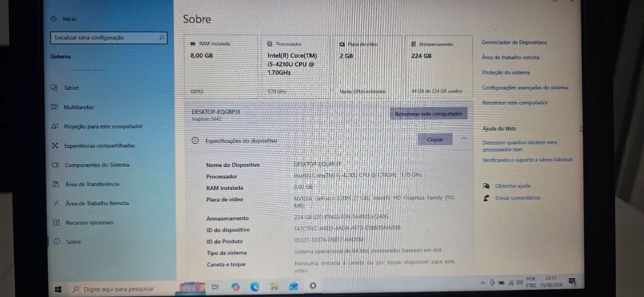 NOTEBOOK DELL INSPIRON 3442  i5 / 8GB RAM / SSD 224GB - Foto 4