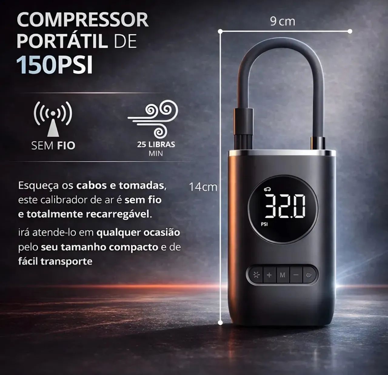 MINI COMPRESSOR DE AR PORTÁTIL  PREMIUM  - Foto 2