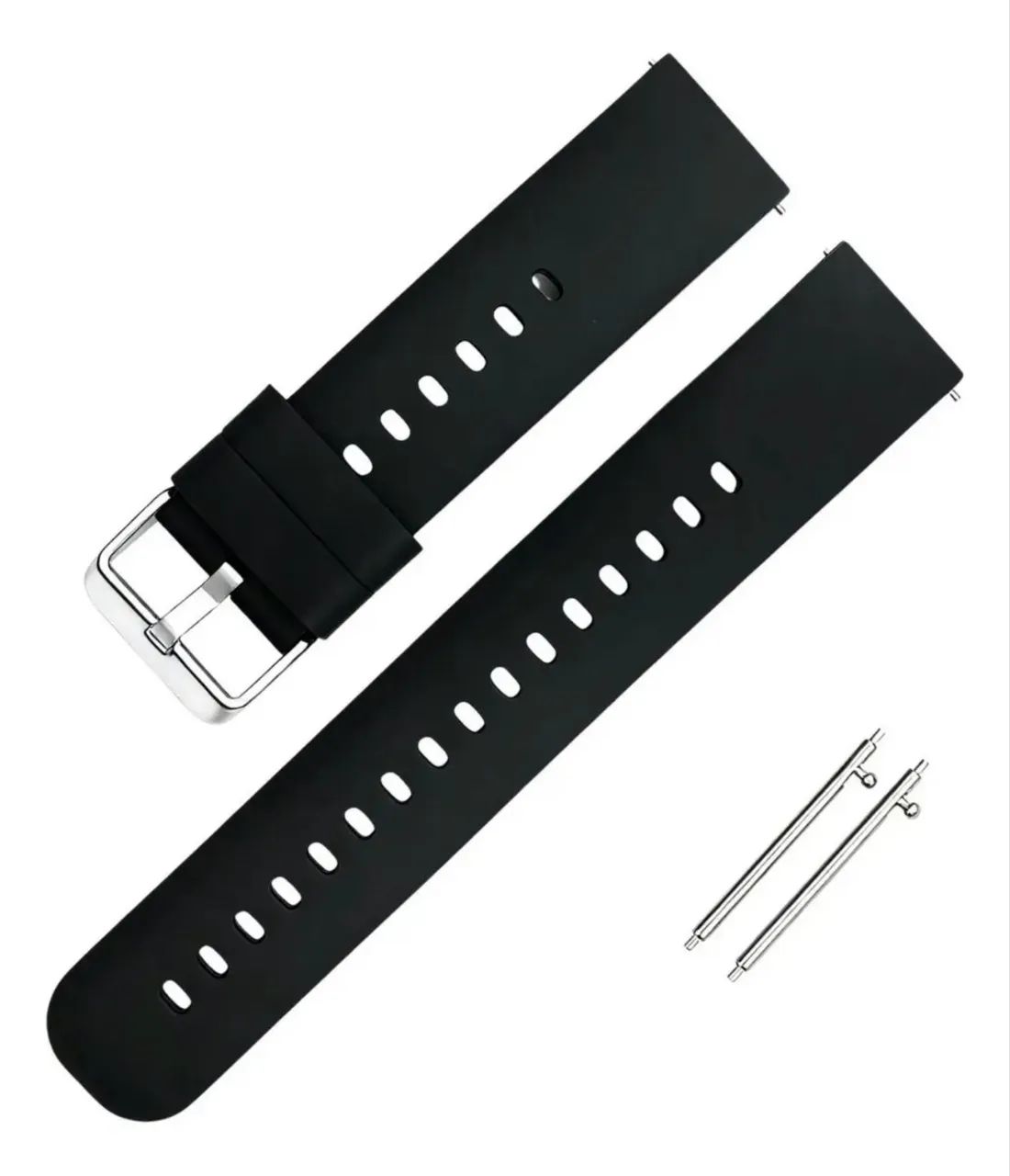 Pulseira 22mm Silicone Wawe Para Relogio Smartwatch C/ Pinos Cor Preta