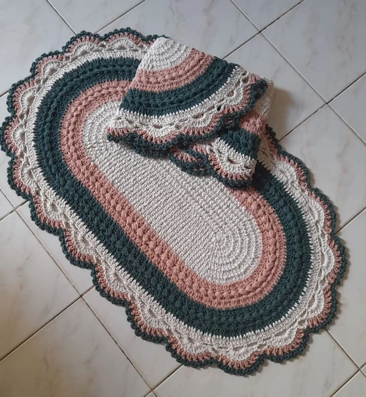 Kit de tapetes de crochê oval