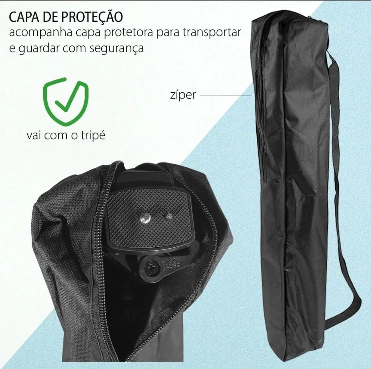 Suporte tripé profissional 1,60 metros pedestal celular camera - Foto 5