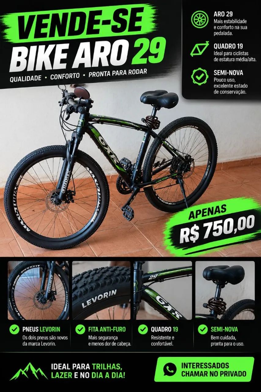 Bike aro 29 quadro 19 semi-nova 