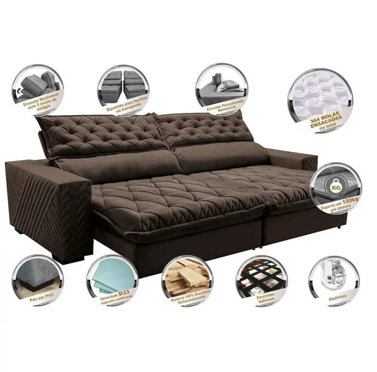 Sofa retrátil 4 lugares belíssimo e de otima qualidade!439340730680627201