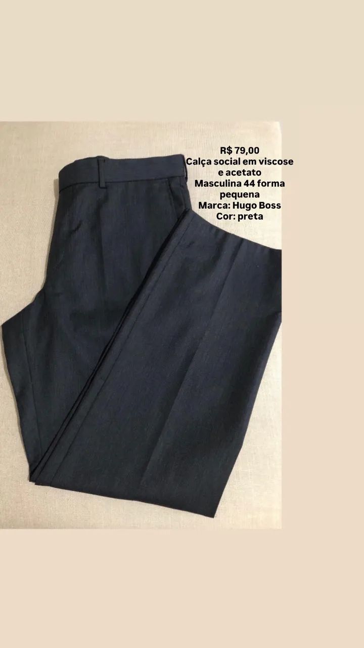 Calça social masculina 44 Hugo Boss preta - Foto 2
