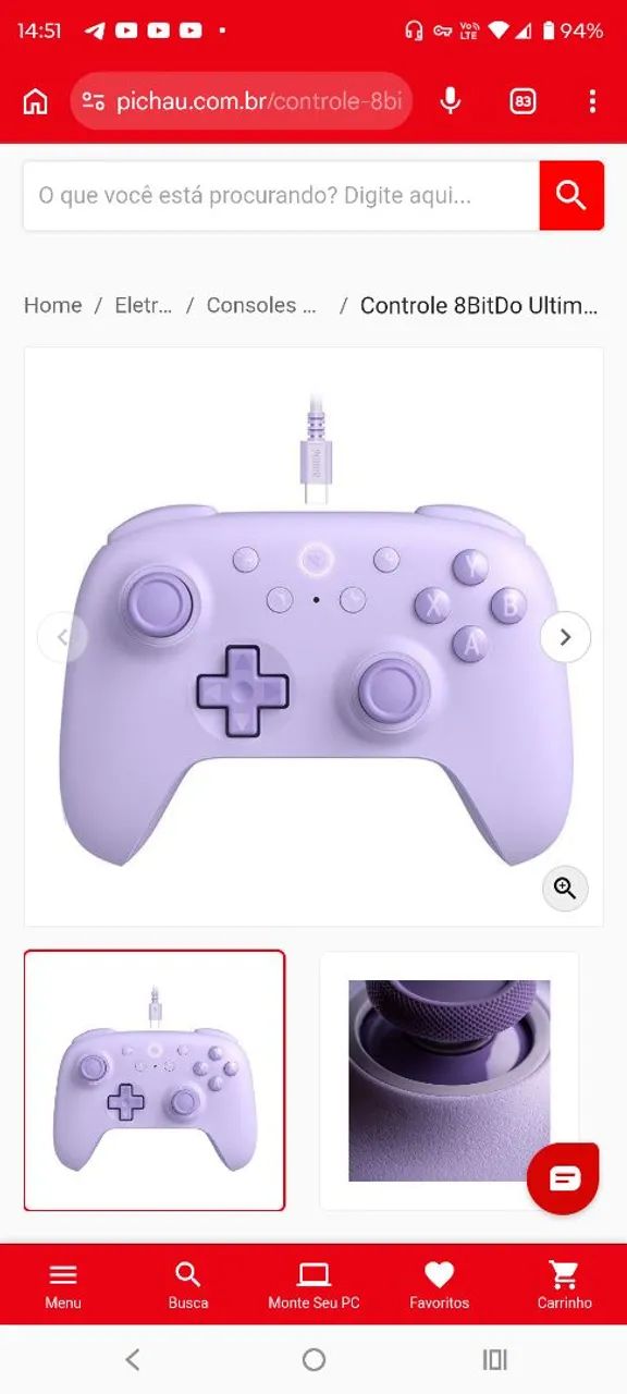 controle 8bitdo com fio