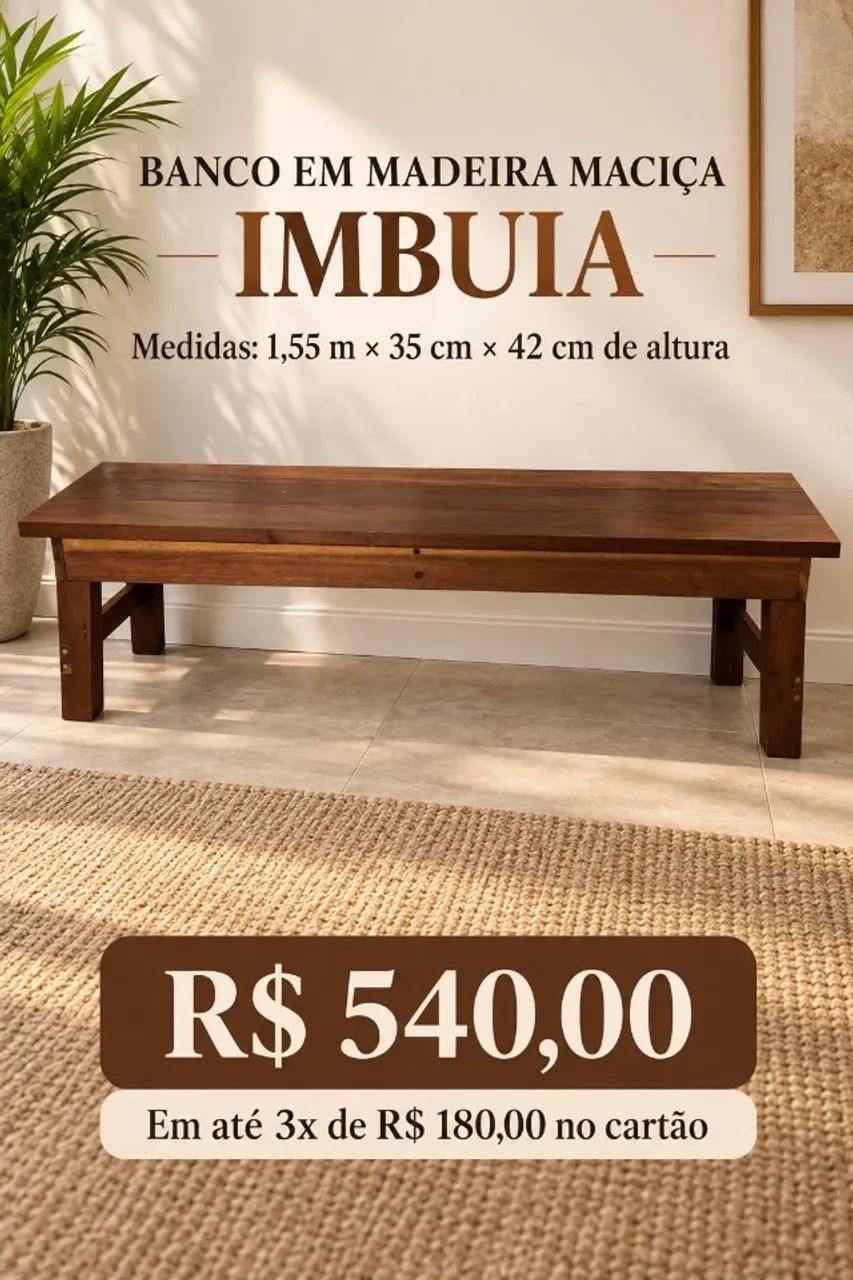 BANCO EM IMBUIA MACIÇA - 1,55 M