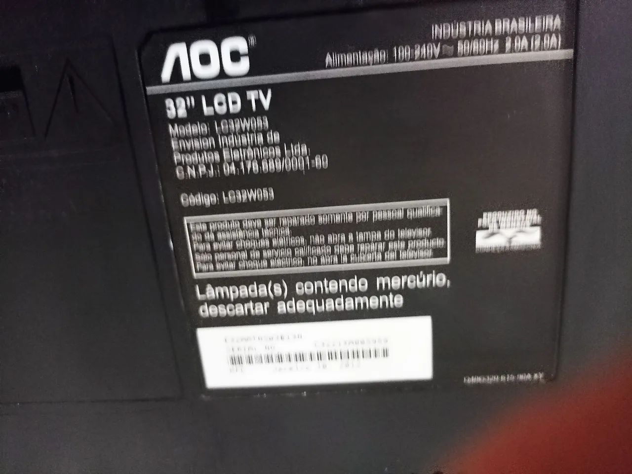 TV HD AOC 32 POLEGADAS (PRECISA TROCAR PELÍCULA) - Foto 3