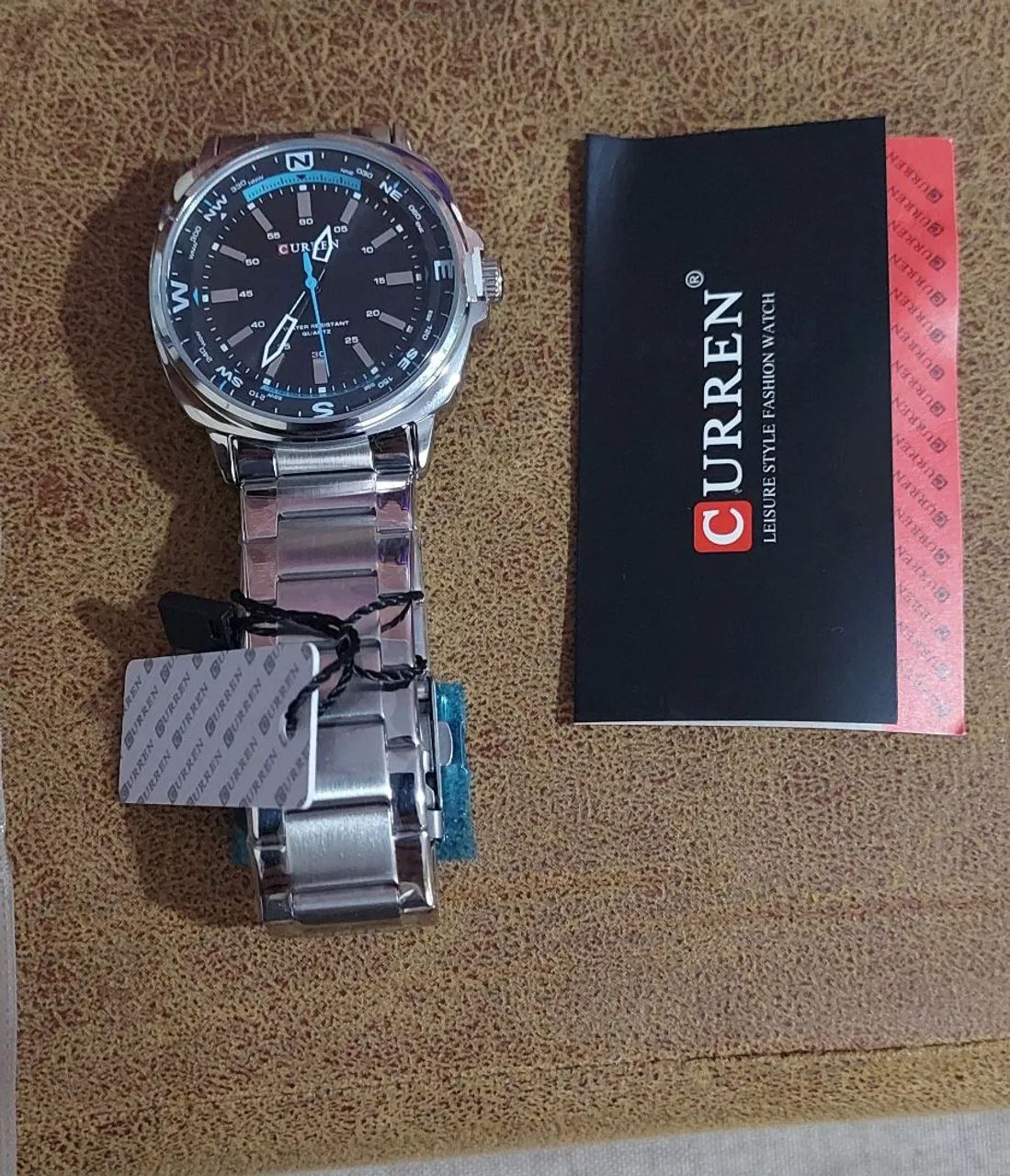 Relógio Esportivo Curren M 8455 Masculino Aço lnox Fundo Preto - Foto 3