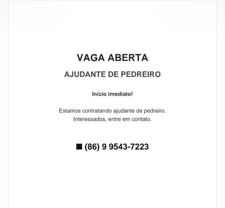 Ajudante de obra.