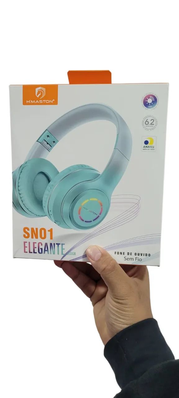 Fone Bluetooth H?Maston SN01 Elegante | Headphone Sem Fio com LED | Android e iPhone