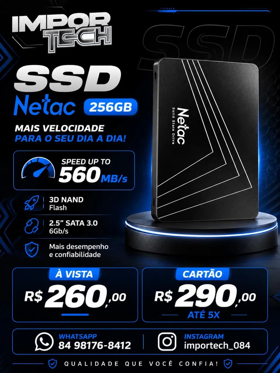 SSD 256GB SATA ||| Netac. @importech_084