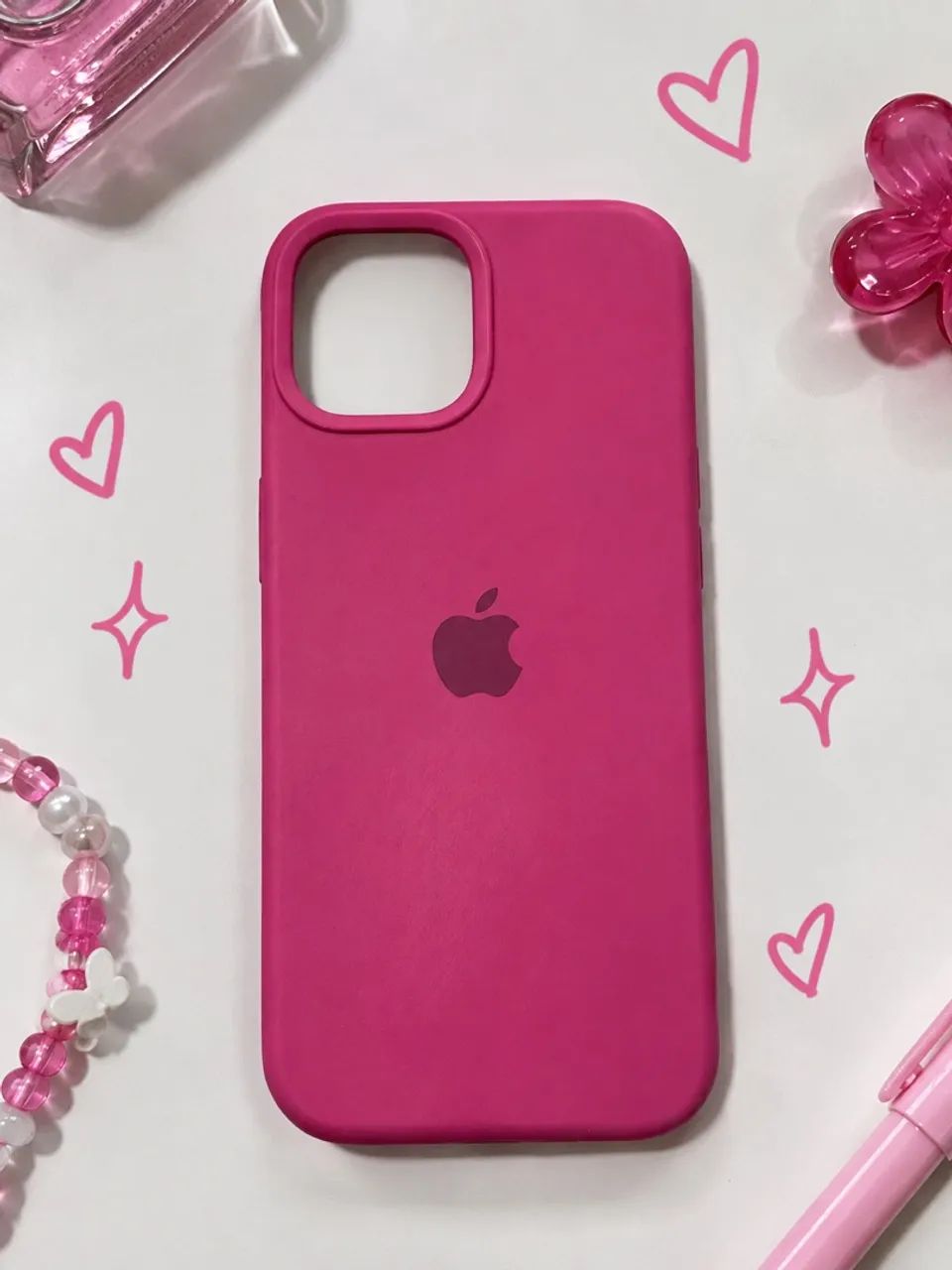 capa para iphone 13 14 15 silicone rosa