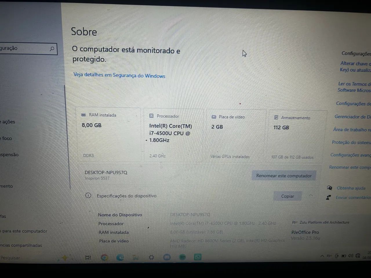 Notebook Dell i7 