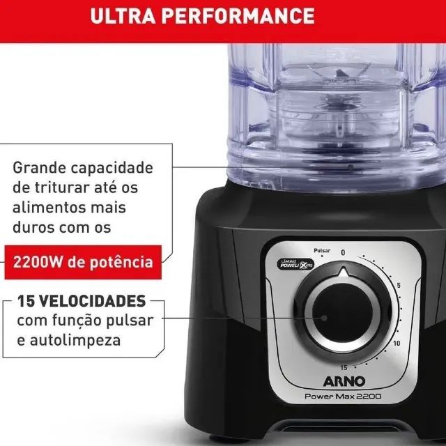 Liquidificador Arno Power Max 2200W Preto - 110V - Foto 5