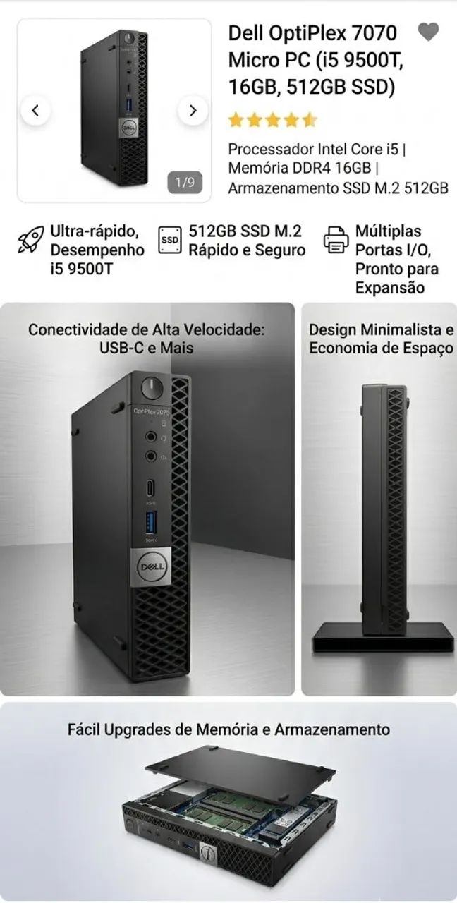 Mini Pc Dell Intel  I5 9TH 16GB SSD 256GB