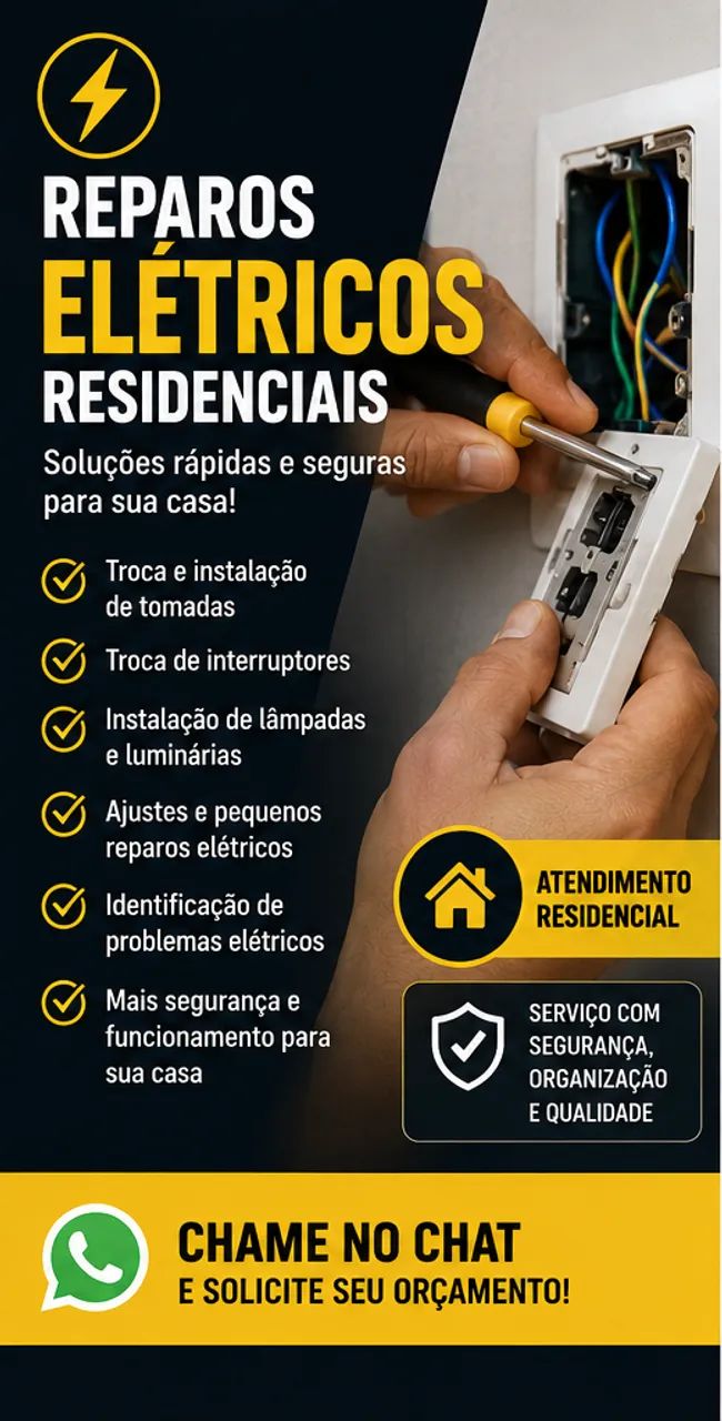 Pequenos Reparos Elétricos Residenciais - Atendimento e Orçamento