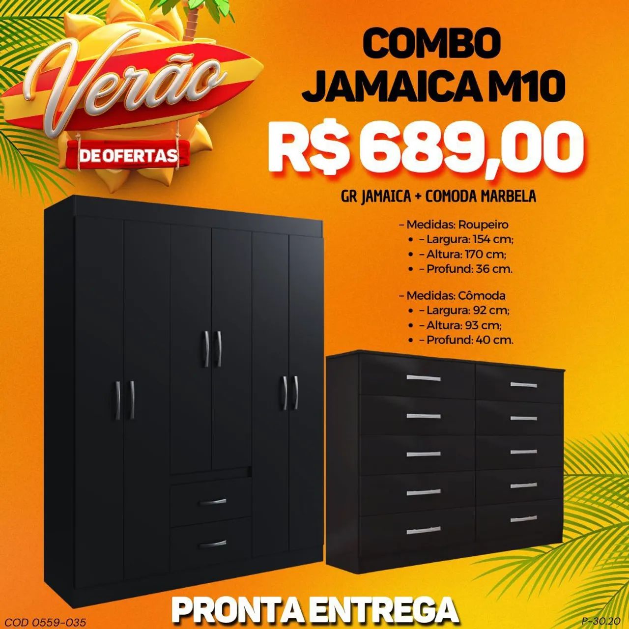 Combo quarto guarda roupa e cômoda