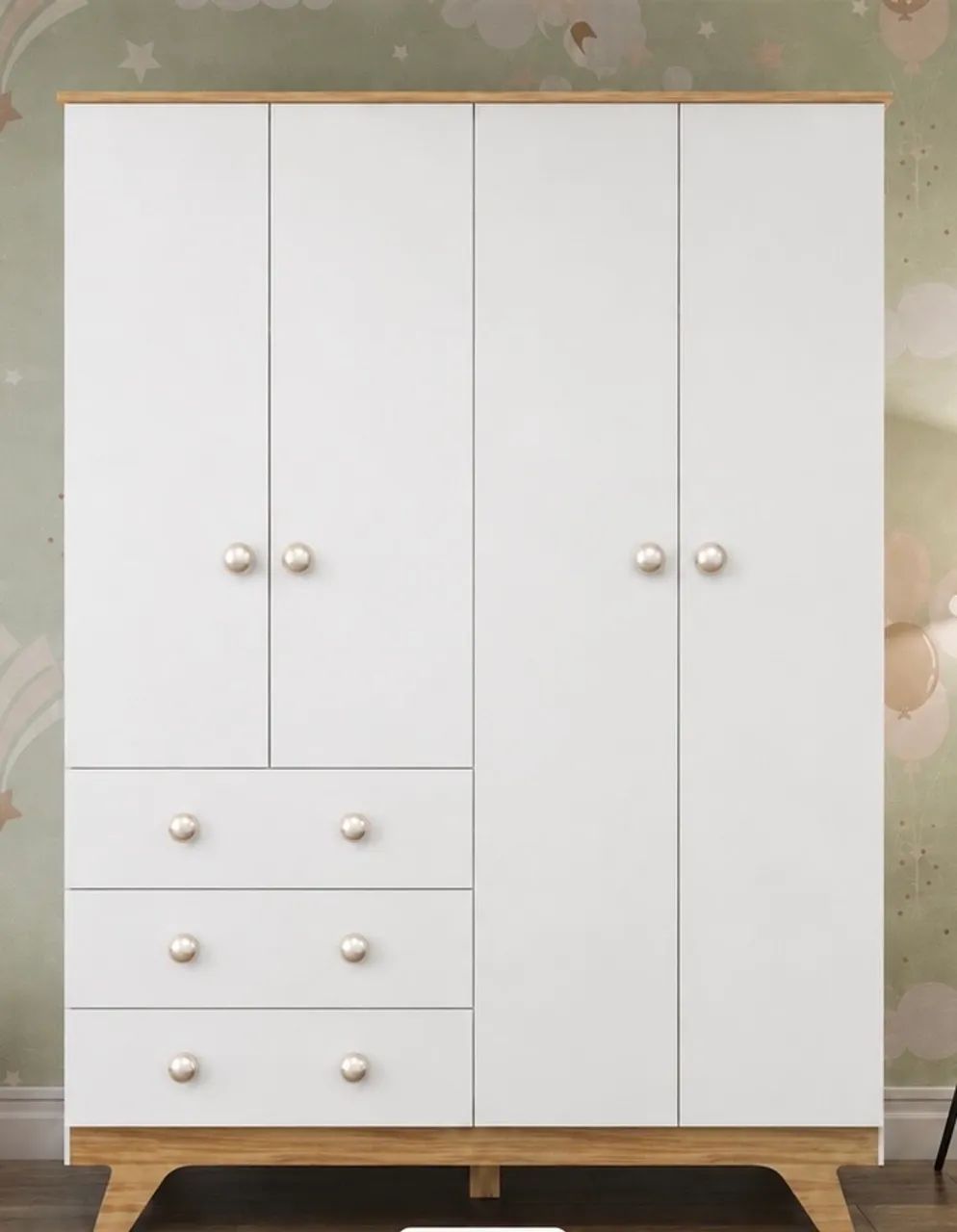 Guarda roupa 4 portas com 3 gavetas e dois cabideiros - Foto 4