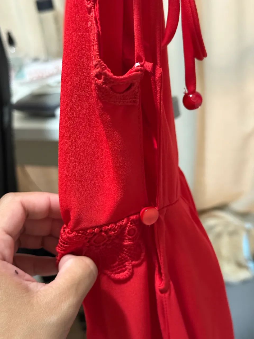 Vestido vermelho com renda - Foto 3